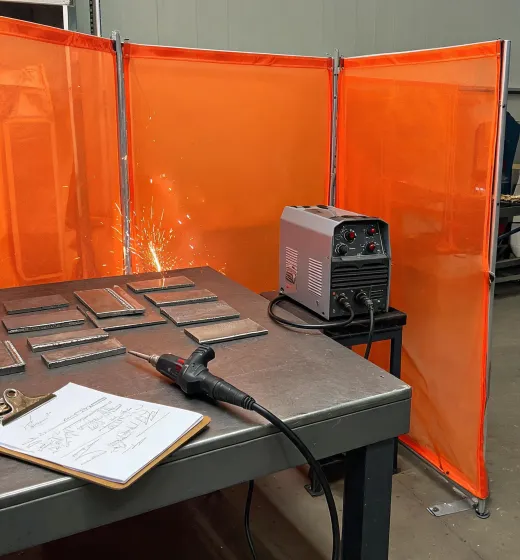 Training booth with test coupons