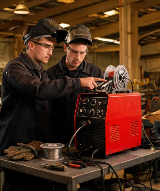 Advisor reviewing wire feed settings