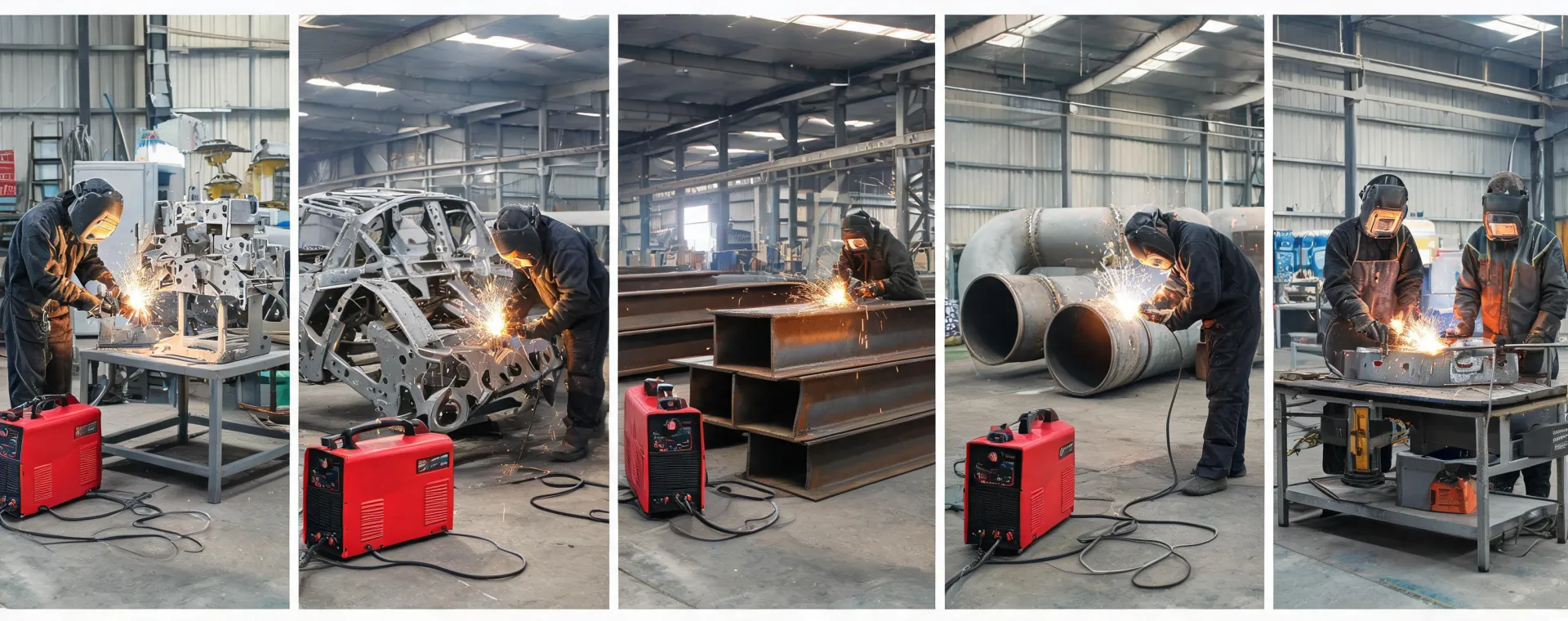 Welding equipment in multiple industrial settings